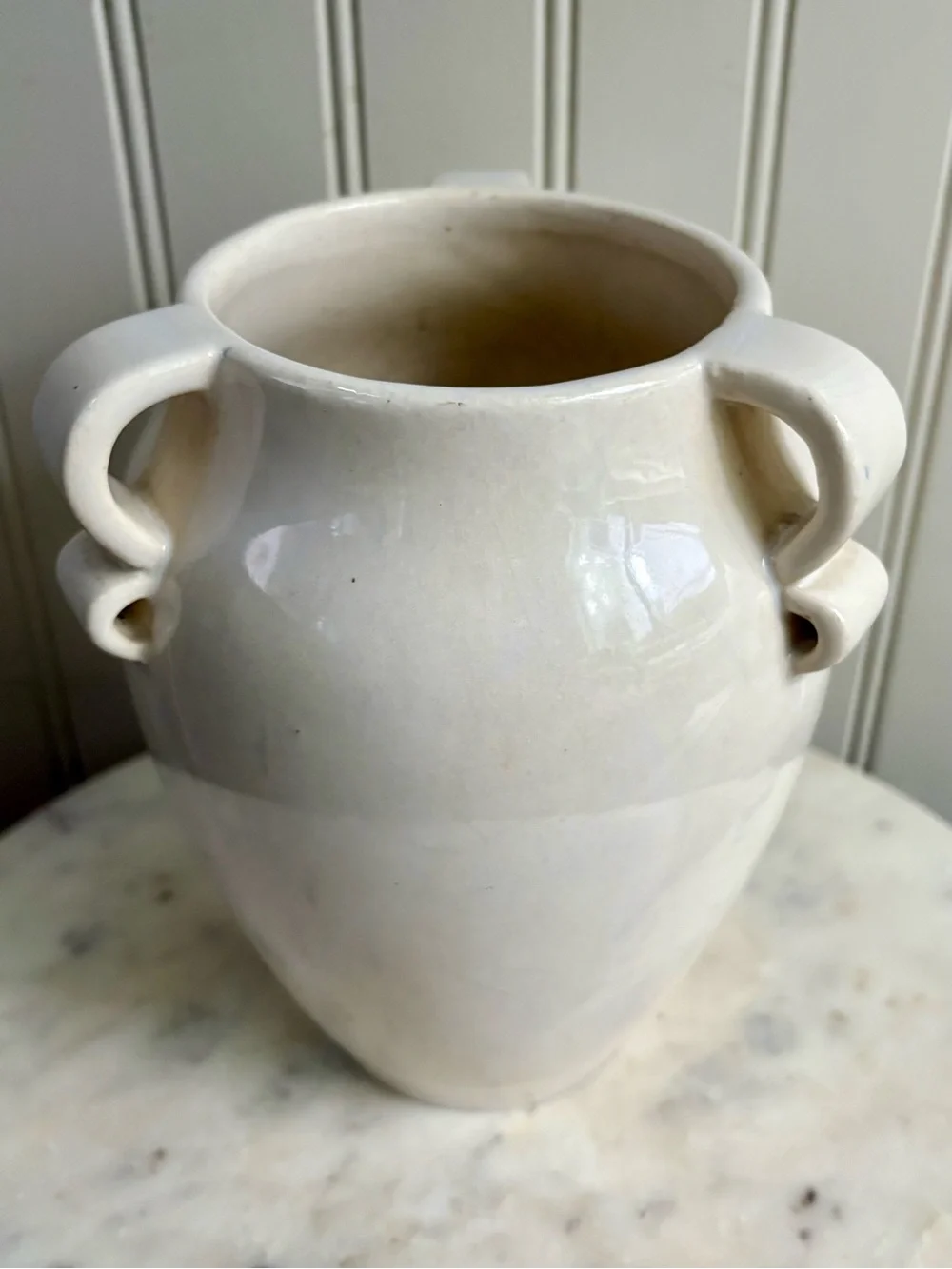 Vintage Fulper Pottery Vase #887 w/3 Ribbon Handles Circa 1930s Collectible VTG